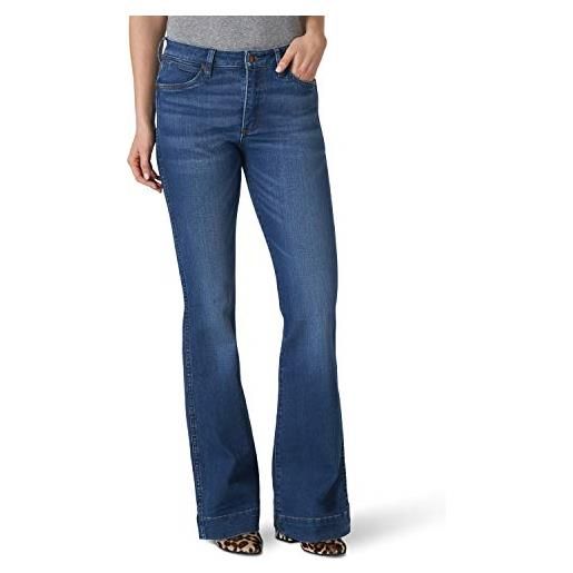 Wrangler - jeans a vita alta, stile retrò, a cinque tasche, da donna - blu - 32w x 34l