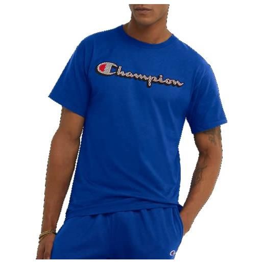 Champion, maglietta grafica per uomo, tee, 100% cotone, drop shadow script, volo blue-5867aa, m