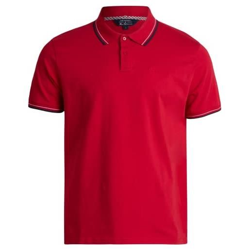 Ben Sherman men's polo shirt - classic fit, 3-button short sleeve casual polo shirt for men (s-xl), size x-large, red