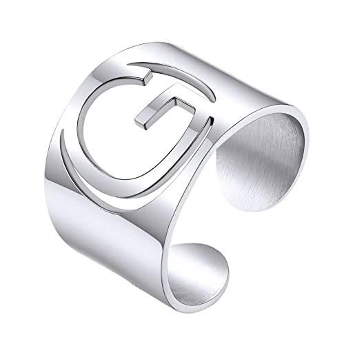 GOLDCHIC JEWELRY anello iniziale g da donna per donna, anelli a tromba regolabili con lettere maiuscole in acciaio inossidabile per ballerina hip hop