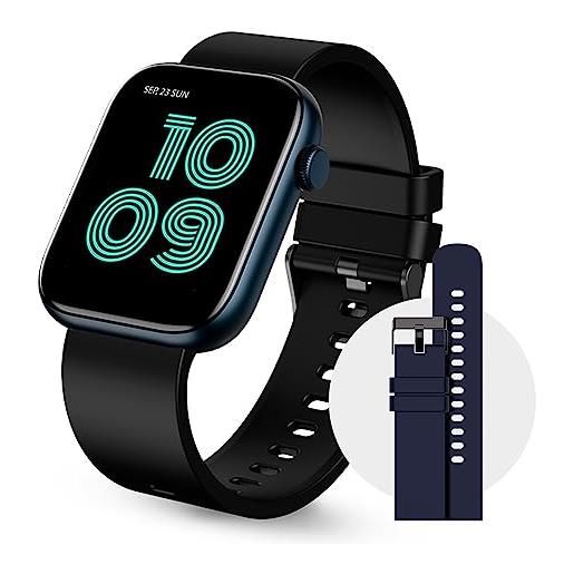 SPC smartee duo - smartwatch con cinturino intercambiabile, ampio schermo da 1,8", 21 modalità sport, durata della batteria di 7 giorni, ip68, frequenza cardiaca, android e ios - colore nero/blu