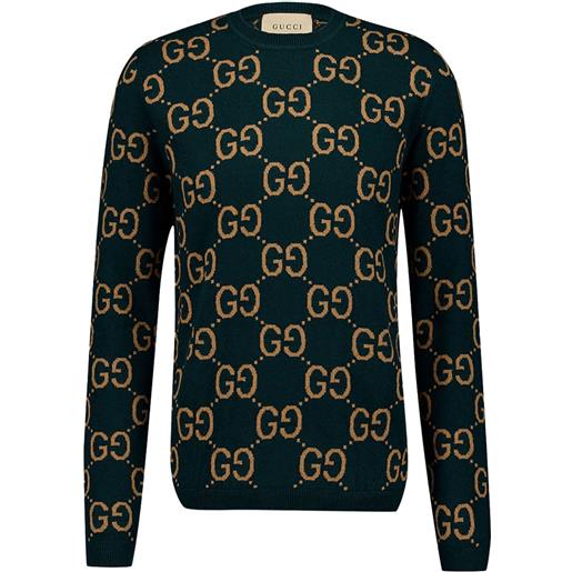 Gucci maglione con logo gg - verde