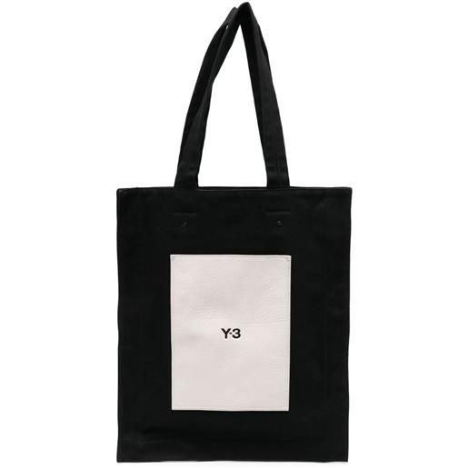 Y-3 borsa tote lux con stampa - nero