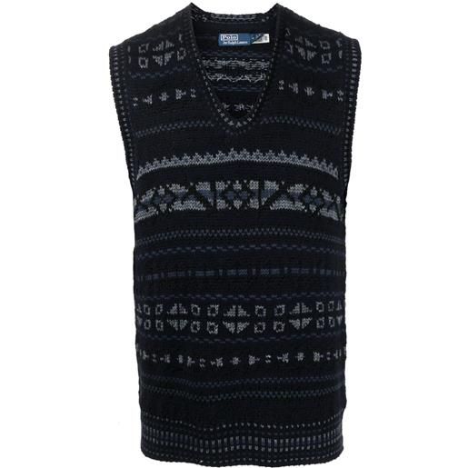 Polo Ralph Lauren gilet fair isle con intarsio - blu