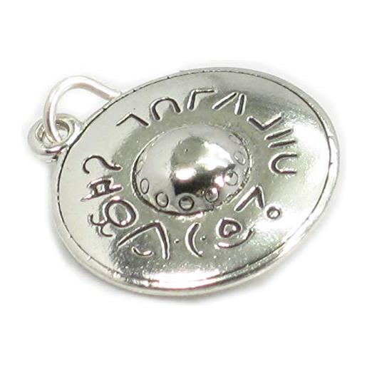 Maldon Jewellery ciondolo in argento sterling ufo. 925 x 1 ciondoli spaziali alieni con disco volante