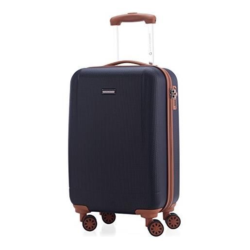 Hauptstadtkoffer - wannsee - valigia bagaglio a mano 58 cm, trolley rigido, legero, abs, tsa, 37 litri, blu scuro