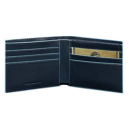 Piquadro blue square portamonete con 6 alloggiamenti per carte di credito, 11 cm, 0.41 litri, blu notte