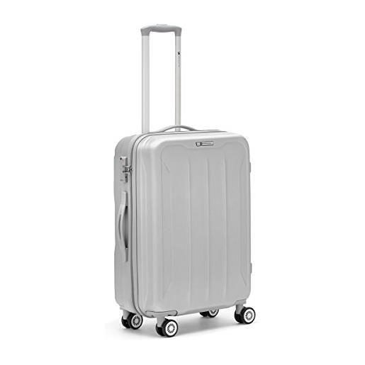 R Roncato trolley rigido medio valigia serie flight in abs, 66 cm, colore argento