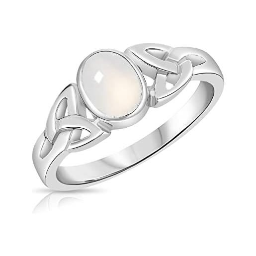 DTPsilver® anello pietra di luna - anello nodo donna argento 925 - anello nodo celtico della trinità - anelli con pietre naturali