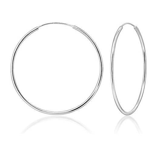 DTPsilver® orecchini cerchio argento 925 - orecchini cerchio donna argento 925 - orecchini creoli - orecchini cerchio grandi - spessore 2 mm - diametro 60 mm
