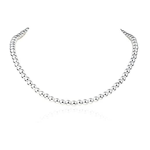 Diamond Treats collana a sfere in argento sterling 925, collana da donna in perle in argento, collana girocollo per donna e ragazza con palline in argento 925. 