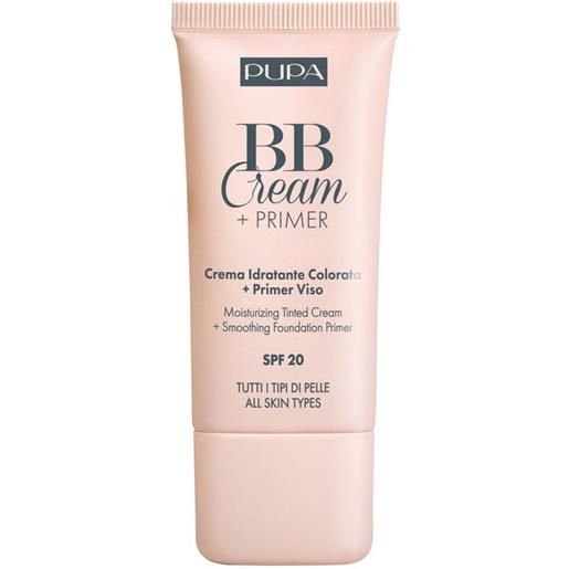 Pupa bb cream + primer tutti i tipi di pelle spf20 bb cream, base trucco, bb cream, base trucco idratante, crema viso colorata idratante 003 sand