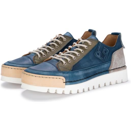Bng real shoes | sneakers la patch pelle blu jeans