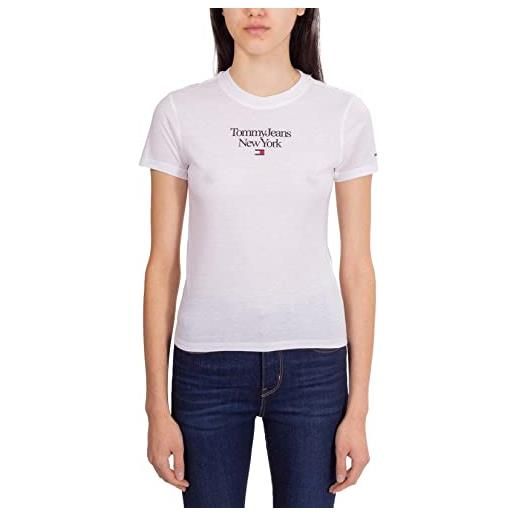 Tommy Hilfiger tommy jeans - t-shirt donna corta slim con logo - taglia s