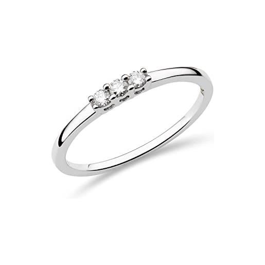 Miore anello di fidanzamento trilogia con 0,09 ct di diamanti in oro bianco 9 carati 375