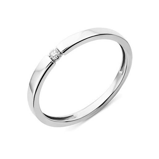 MIORE anello solitario di fidanzamento da donna con diamante 0,03 ct in oro bianco/giallo 9 carati oro 375 (oro bianco, 10)