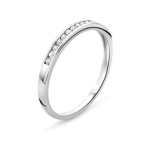 Miore anello donna eternity fede di diamanti diamanti taglio brillante ct 0.10 oro bianco 9 kt / 375