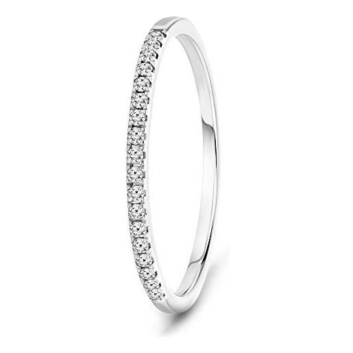 MIORE anello veretta donna miore, vero oro bianco 9kt 375 diamanti naturali ct. 0,08. Vera eternity di brillanti, fede anallergica. 