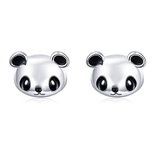 Qings orecchini panda donna in argento sterling 925 - orecchini con animali per donna bambina, orecchini a bottone ossidati
