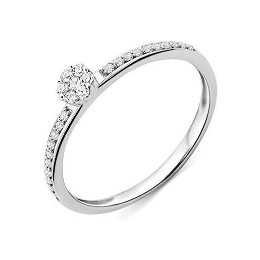 Miore - anello di fidanzamento da donna in oro bianco 375 a 9kt e diamanti brillanti da 0,15 kt, diamante