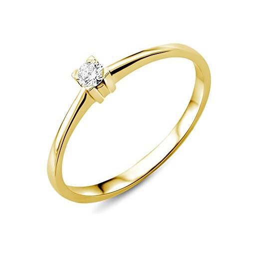 Miore anello donna solitario anello di fidanzamento diamante taglio brillante ct 0.075 oro giallo 18 kt / 750