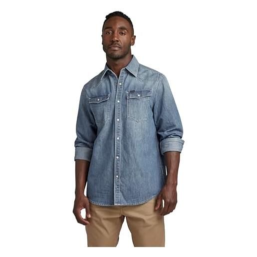 G-STAR RAW men's 3301 straight shirt, blu (faded cadet blue d12698-d303-d890), l