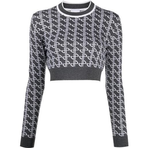 Patou maglione crop con effetto jacquard - grigio