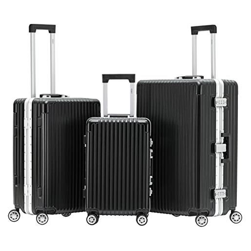 Flight Knight valigia da viaggio premium - 8 ruote girevoli - lucchetto tsa integrato - guscio rigido leggero in aluminio - bagaglio da stiva resistente - approvato per oltre 100 compagnie aeree