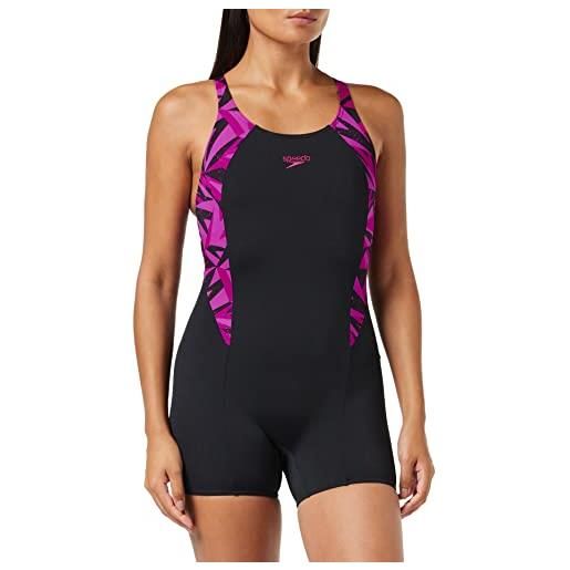 Speedo donna hyperboom placement muscleback costume intero, nero/tortora, 80