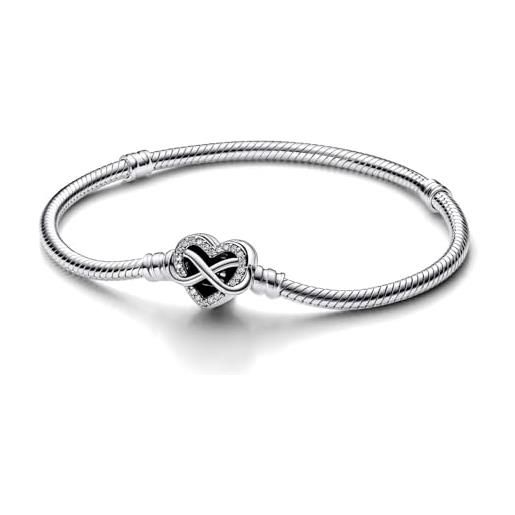 PANDORA bracciale da donna in argento scintillante con cuore dell'infinito 592645c01, 23 cm, argento, zirconia cubica