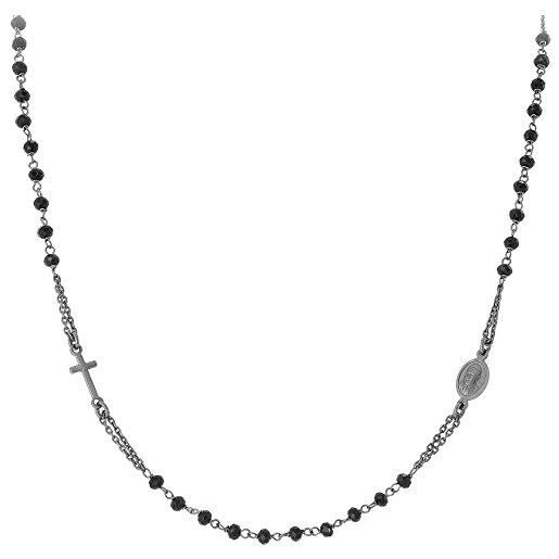 Mugler rosario girocollo ag925 - cristalli neri, colore: brunito - amen collection