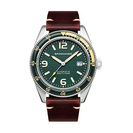 Spinnaker mens 43mm fleuss automatic lagoon green watch with genuine leather strap sp-5055-0c