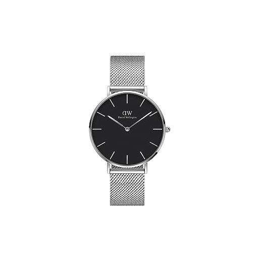 Daniel Wellington petite sterling orologio unisex adulto, 36mm, in maglia, argento