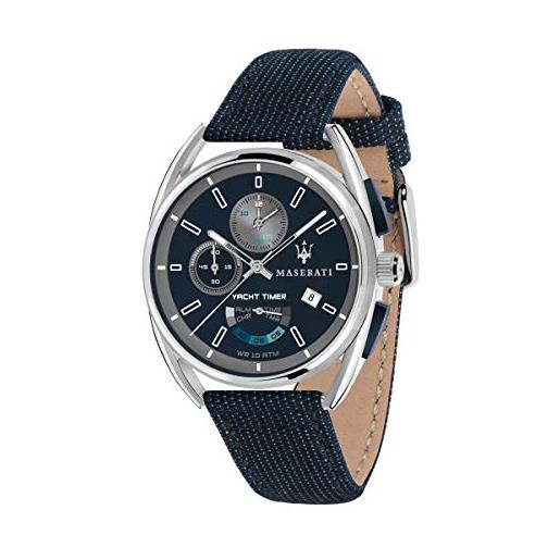 Maserati orologio da uomo, collezione trimarano, in acciaio, cuoio - r8851132001