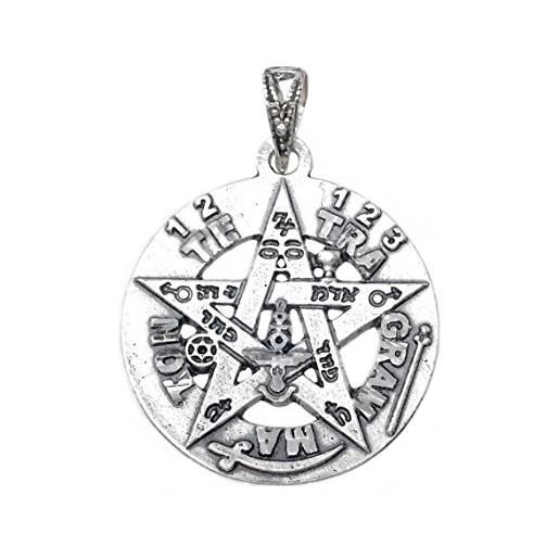 Inmaculada Romero IR ciondolo in argento legge tetragramma 925m 21 mm. Esoterico stella amuleto protezione backside lisa