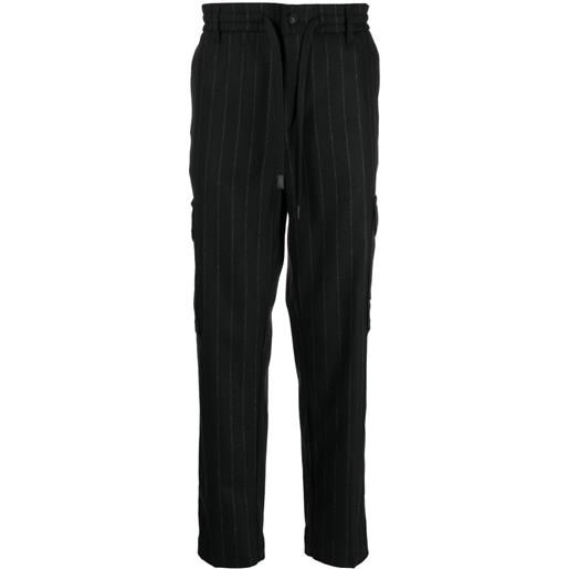 Versace Jeans Couture pantaloni a righe con coulisse - nero