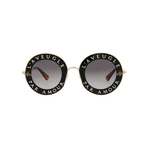 Gucci gg0113s 001 occhiali da sole, nero (black/grey), 44 donna