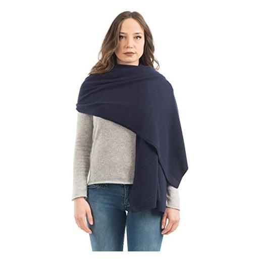 DALLE PIANE CASHMERE - stola in misto cashmere - donna, colore: blu, made in italy - taglia unica