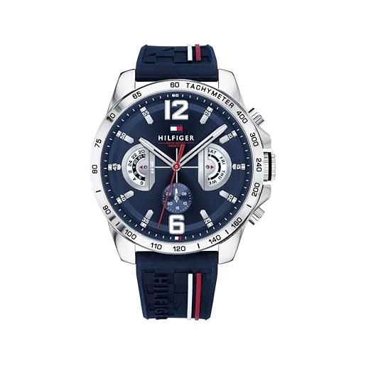 Tommy Hilfiger orologio analogico multifunzione al quarzo da uomo con cinturino in silicone blu navy - 1791476