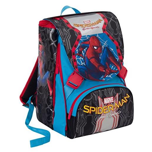 Seven zaino scuola estensibile marvel - spiderman homecoming - nero blu rosso 31lt