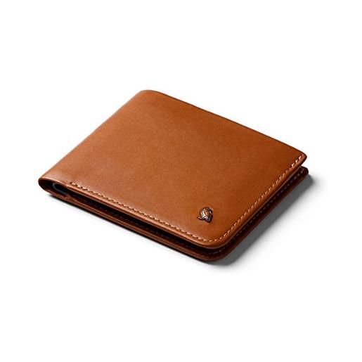 Bellroy hide & seek wallet, portafoglio sottile in pelle con doppia piega, protezione rfid disponibile, tasca nascosta (max. 12 carte, contante, tasca per monete) - caramel