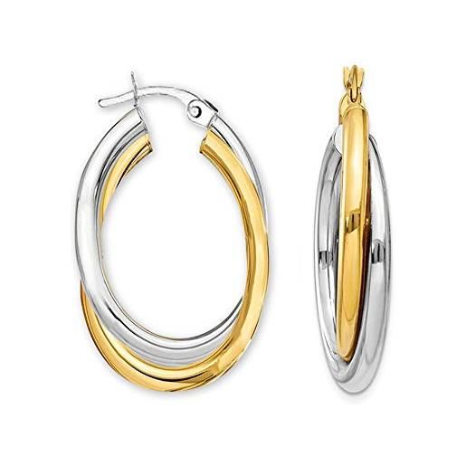 LeCalla sterling silver jewelry two-tone intreccio forma ovale orecchino ad anello per le donne