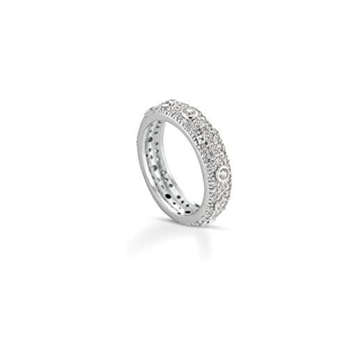 Donipreziosi anello rosario in argento 925% pavè uomo/donna unisex con croce zirconi diverisi colori taglio diamante (bianco, 14)