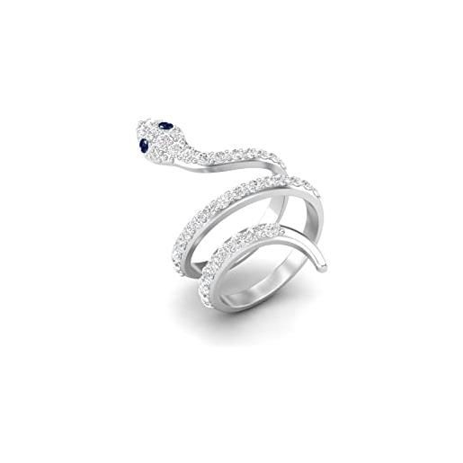 MOONEYE anelli a forma di serpente cobra in argento sterling 925 con zaffiro blu sintetico e topazio bianco (argento sterling, 10)