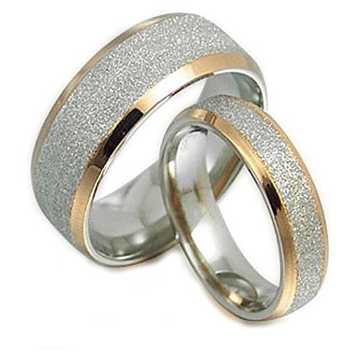 Everstone groom & bride - set di fedi in titanio per anniversario, matrimonio, oro 18 carati, metallo, diamante