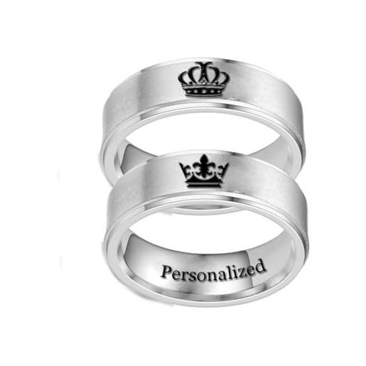 COPPIA ANELLI ARGENTO KING & QUEEN