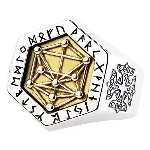 ForFox anello rune vichingo e albero della vita cabala in argento sterling 925 vintage per uomo donna regolabile