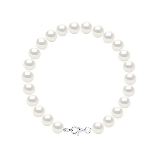 PEARLS & COLORS NATURAL FINE PEARLS pearls & colors - bracciale vere perle coltivate d'acqua dolce semi-barocche, colore bianco naturale, qualità aaa+ - disponibile in diverse misure, argento 925, gioiello da donna