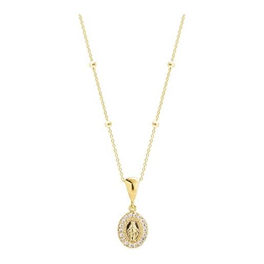 Donipreziosi collana rosario con ciondolo madonna zirconata in argento 925% , madonnina collanina con zirconi, placato oro, perfetta idea regalo