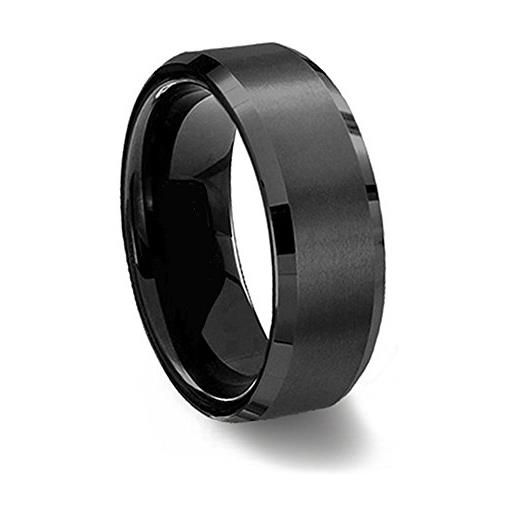 Everstone nero titanio anello coppie fidanzamento anelli da donna anelli uomo misura: 34.25